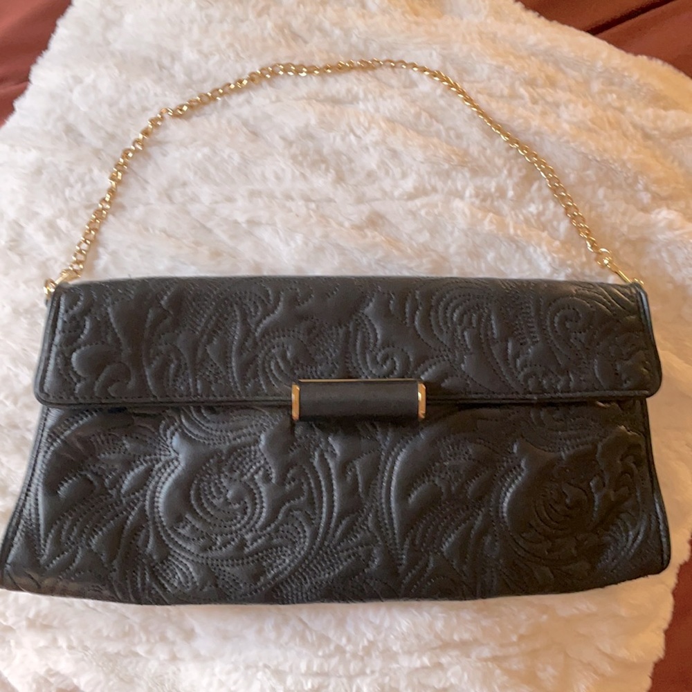 BCBG MaxZaria black clutch w/ chain strap